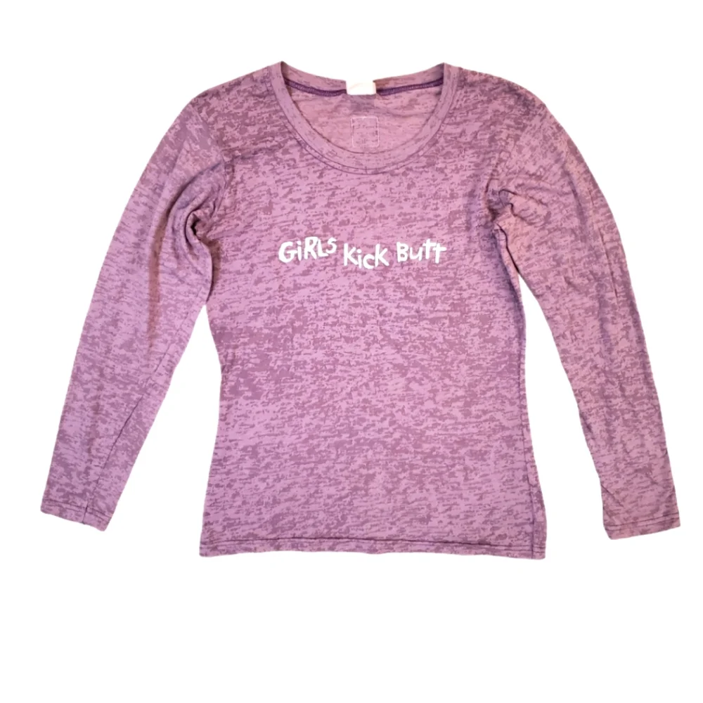 One More Mile Women's‎ Purple Girls Kick Butt Long Sleeve T-Shirt Medium